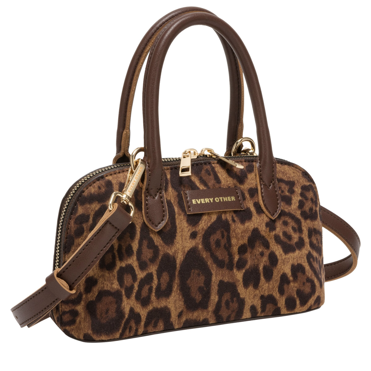 Every Other Suede Effect Mini Bowling Leopard Bag - Rogue Boutique UK