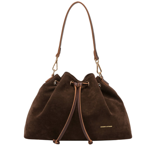 Every Other Suede Effect Draw Cross Body Bag Brown