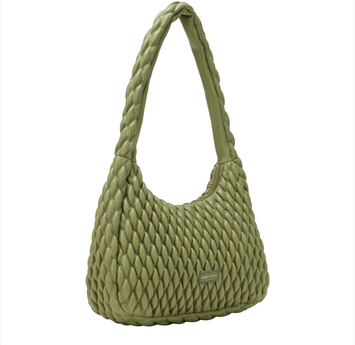 Every Other Quilted Shoulder Bag Olive - Rogue Boutique UK