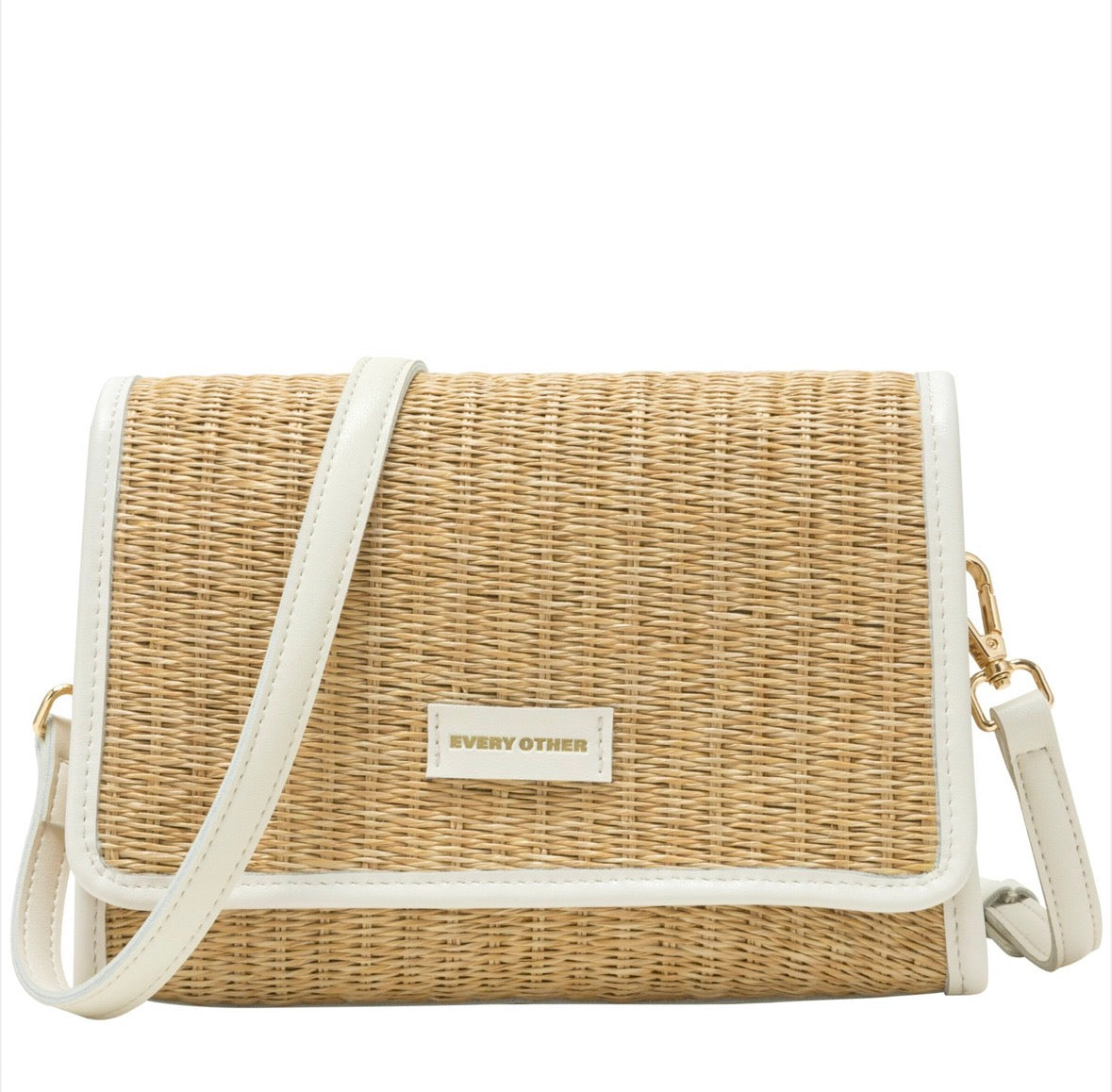 Every Other Straw Flap Over Bag White - Rogue Boutique UK