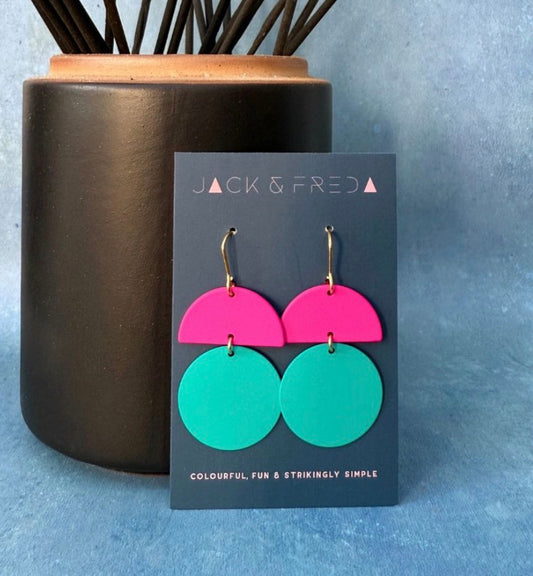 Orla Earrings - Hot Pink & Turquoise - Rogue Boutique UK