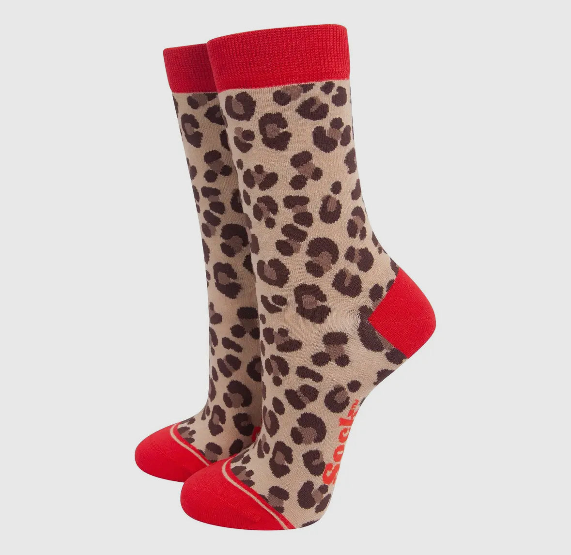 Leopard/ Red Bamboo Socks