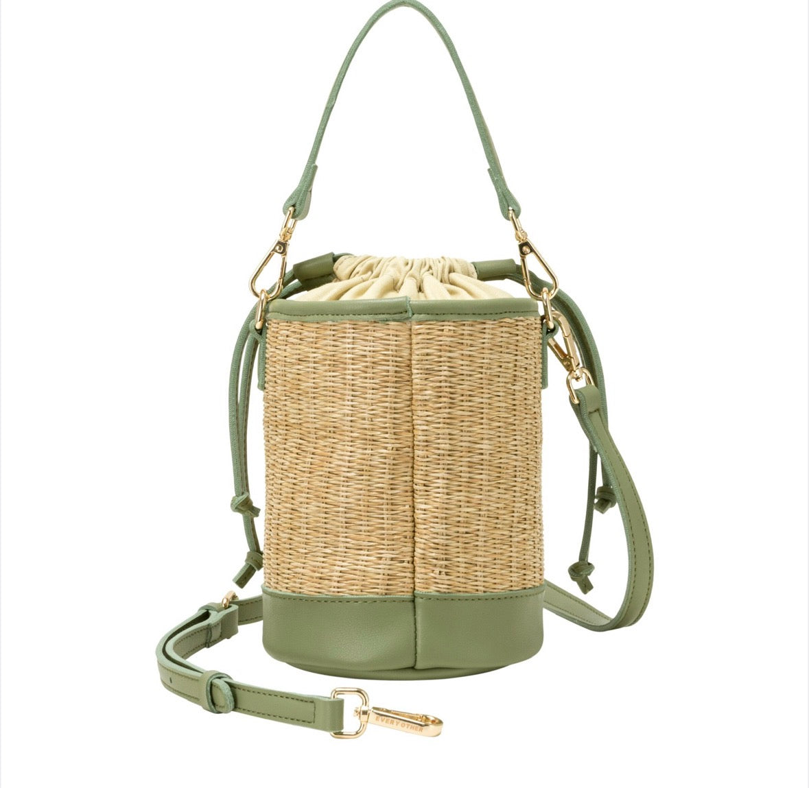 Every Other Straw Bucket Bag Olive - Rogue Boutique UK