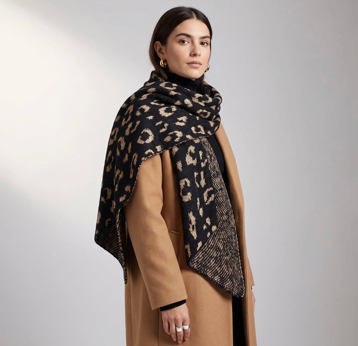 Asymmetric Leopard Print Scarf - Rogue Boutique UK