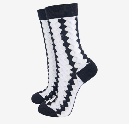 Black/ White Diamond Socks