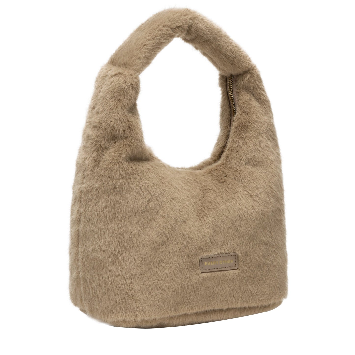 Every Other Faux Fur Scoop Bag Taupe