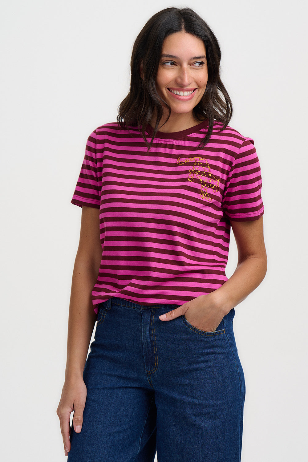 Maggie Striped Leopard Tee