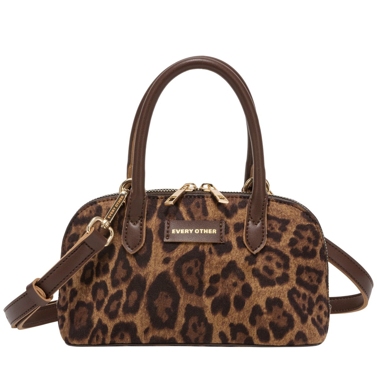 Every Other Suede Effect Mini Bowling Leopard Bag - Rogue Boutique UK