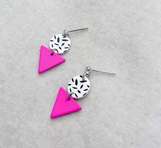 Mini Memphis Earrings - Hot Pink - Rogue Boutique UK