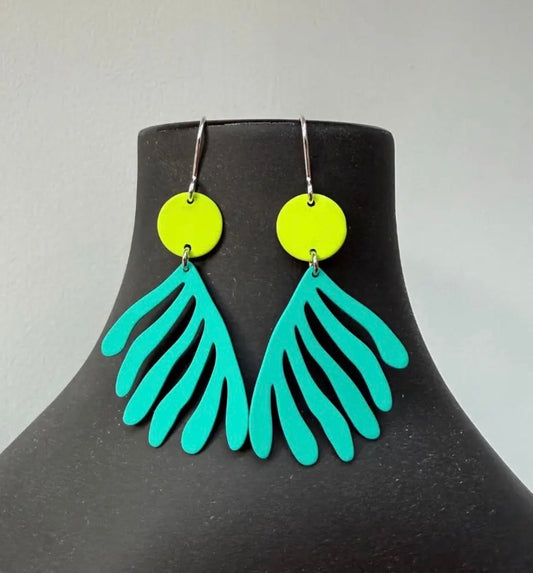Coral Colour Pop Drop Earrings Lime - Rogue Boutique UK