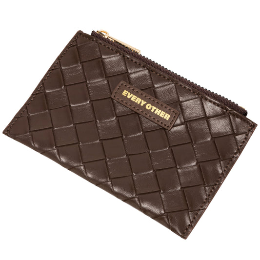 Every Other Woven Card Holder Brown