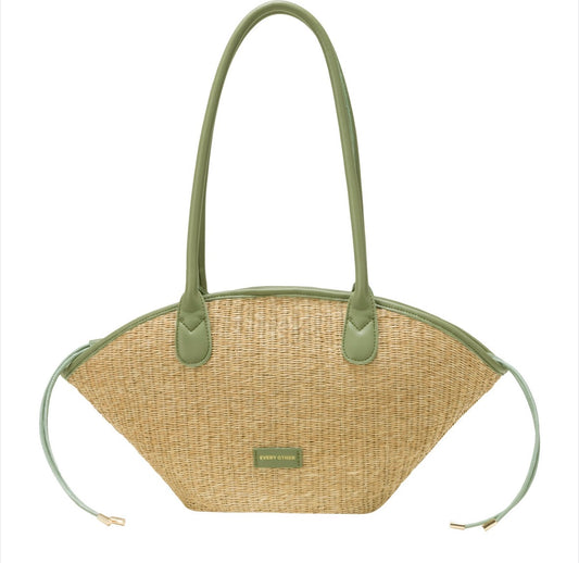 Every Other Straw Curve Bag Olive - Rogue Boutique UK