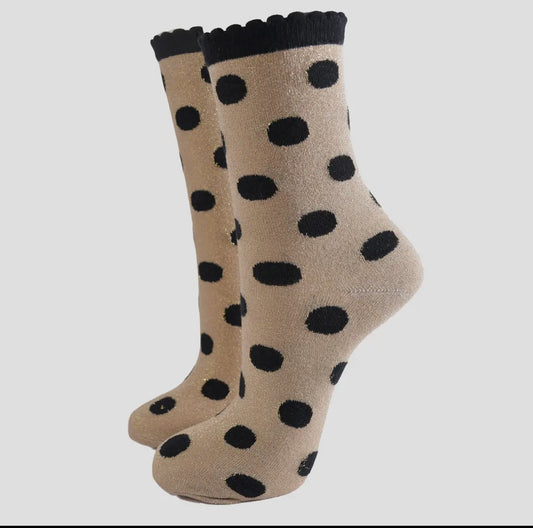 Gold/ Black Polka Dot Socks