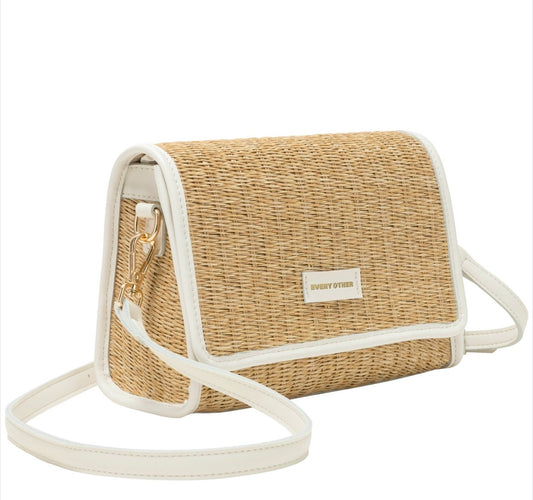 Every Other Straw Flap Over Bag White - Rogue Boutique UK
