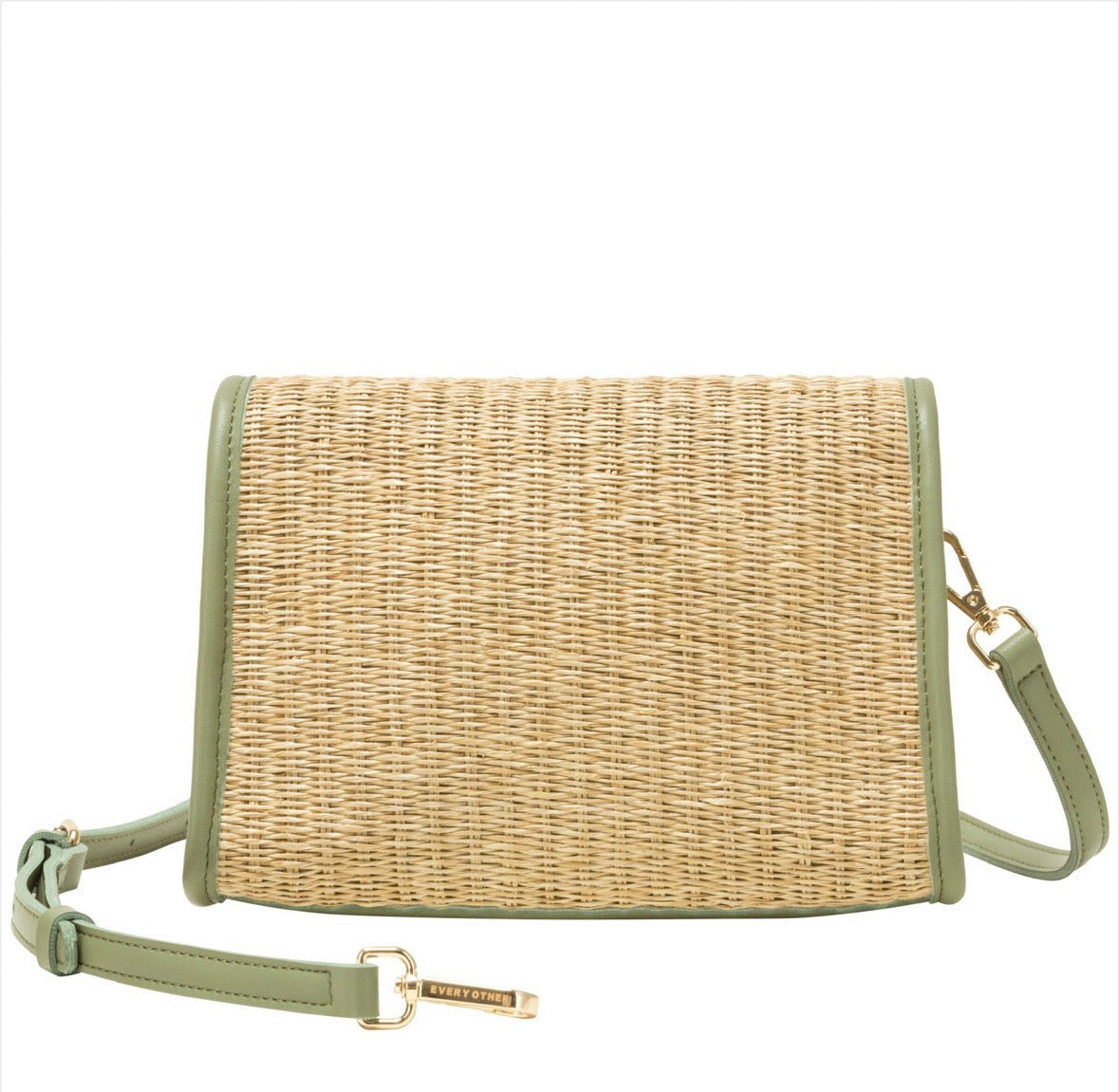 Every Other Straw Flap Over Bag Olive - Rogue Boutique UK