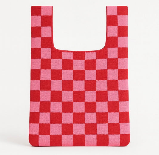 Pink Checkerboard Bag - Rogue Boutique UK