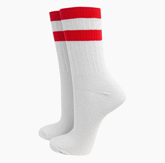 Glitter Red Cuff Socks