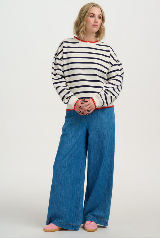 Noah White/ Navy Sweater