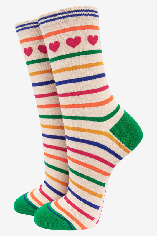 Hearts & Stripes Bamboo Socks