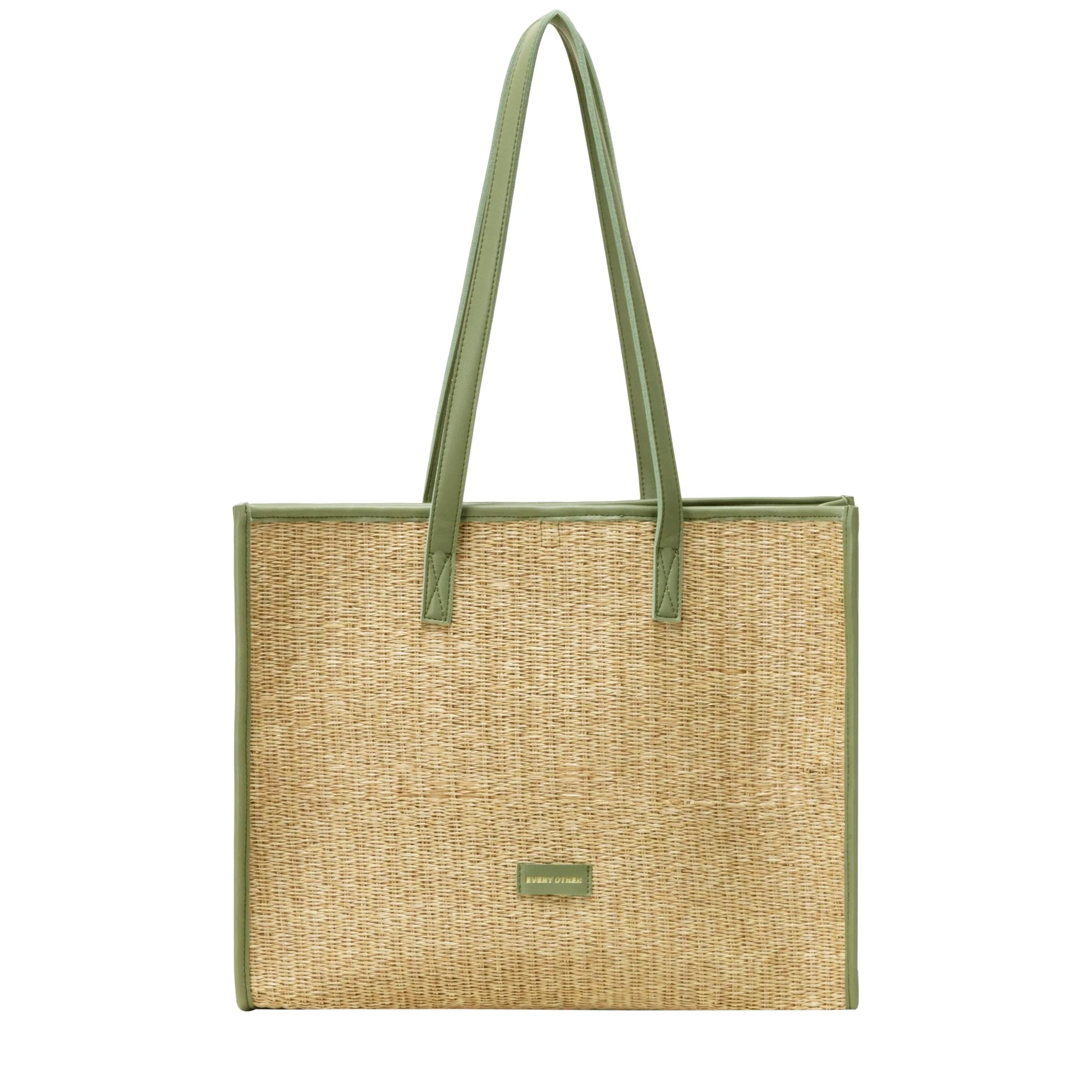 Every Other Straw Tote Bag box Olive - Rogue Boutique UK