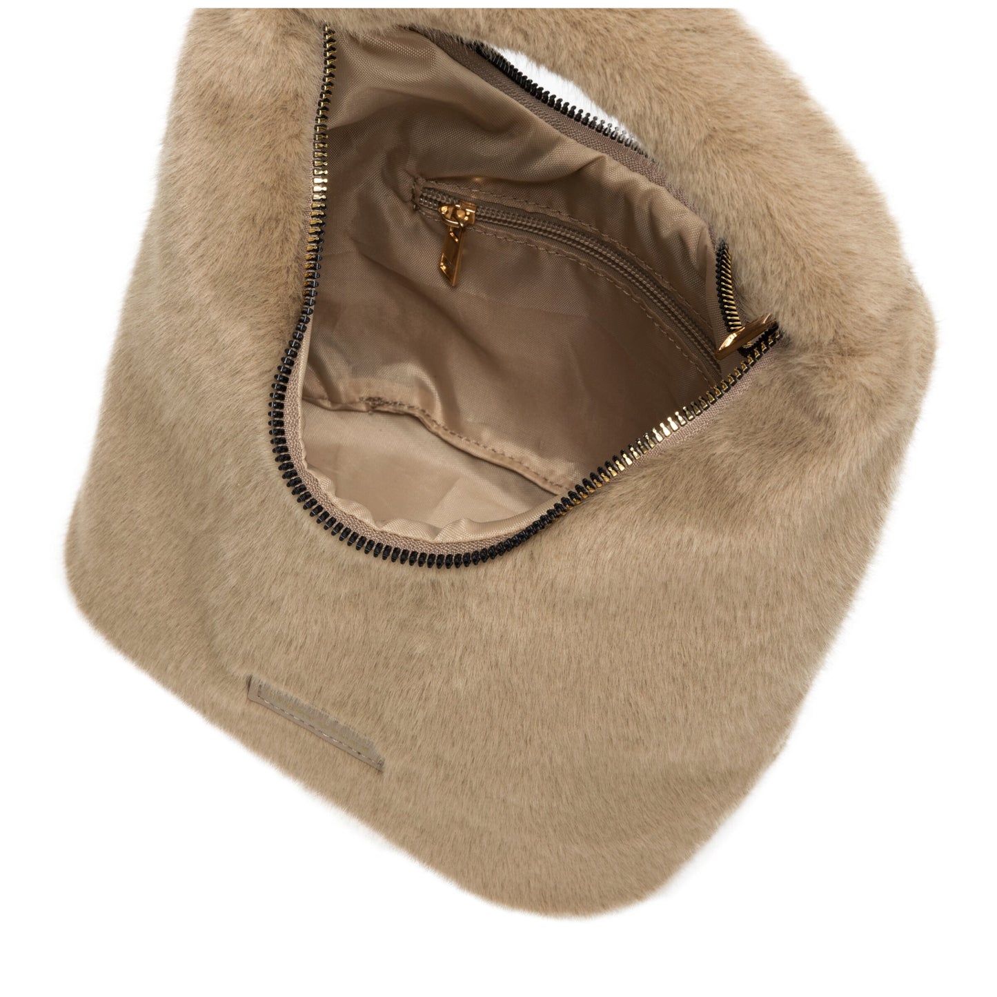 Every Other Faux Fur Scoop Bag Taupe