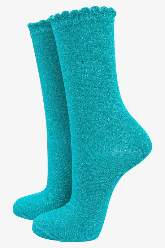 Aqua Glitter Socks