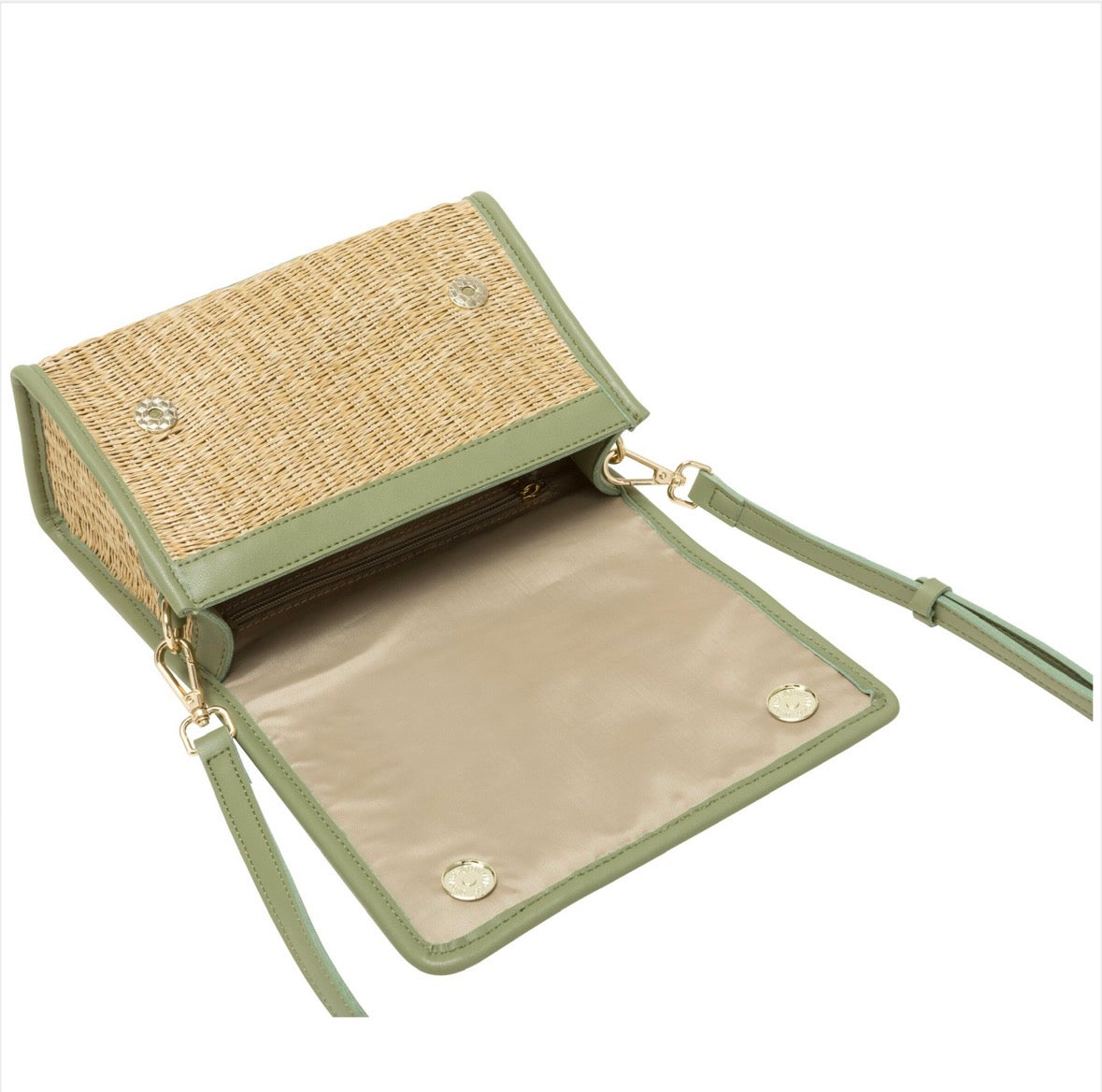 Every Other Straw Flap Over Bag Olive - Rogue Boutique UK