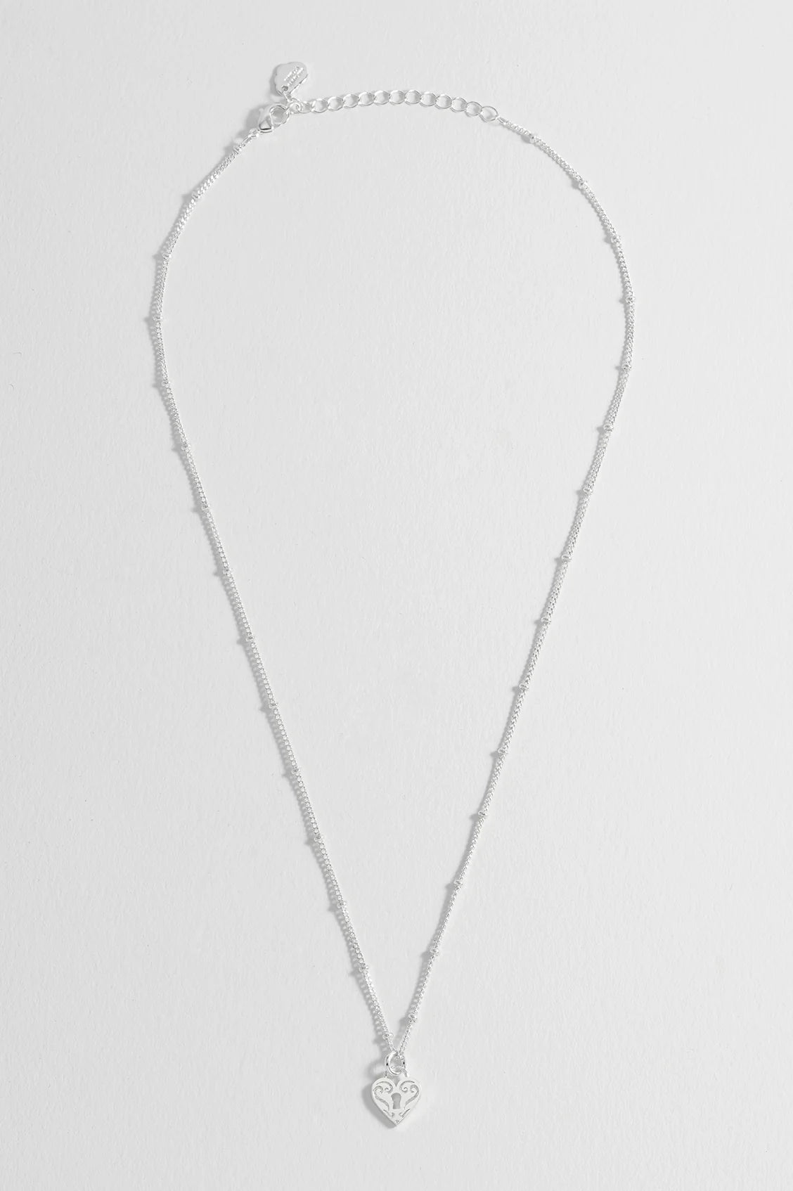 Silver Engraved Heart Padlock Necklace