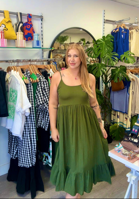 Foxa Midi dress Khaki - Rogue Boutique UK