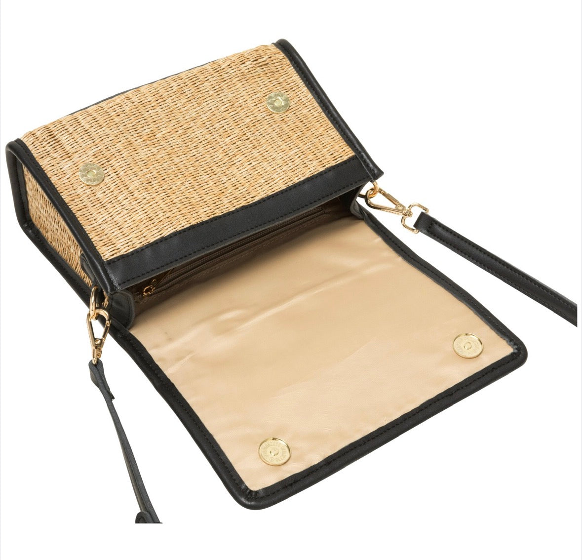 Straw Flap Over Bag Black - Rogue Boutique UK
