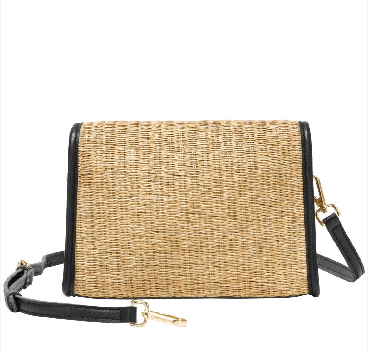 Straw Flap Over Bag Black - Rogue Boutique UK