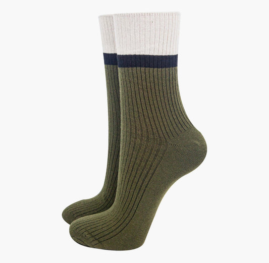 Khaki/ Cream Sock