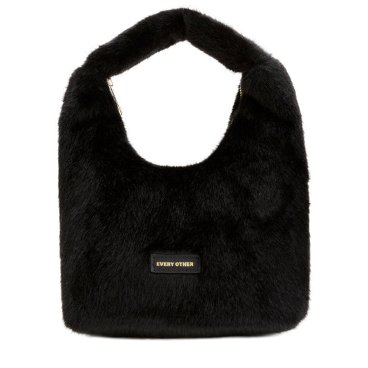 Every Other Faux Fur Scoop Bag Black