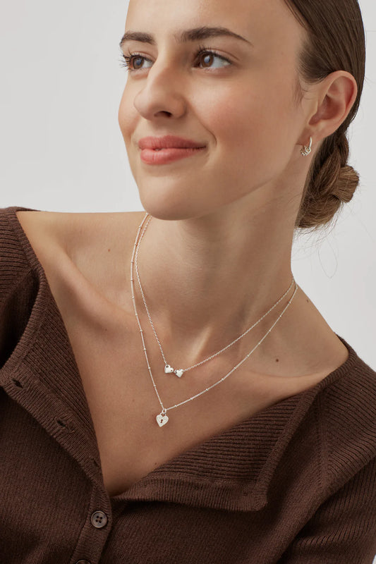 Silver Engraved Heart Padlock Necklace