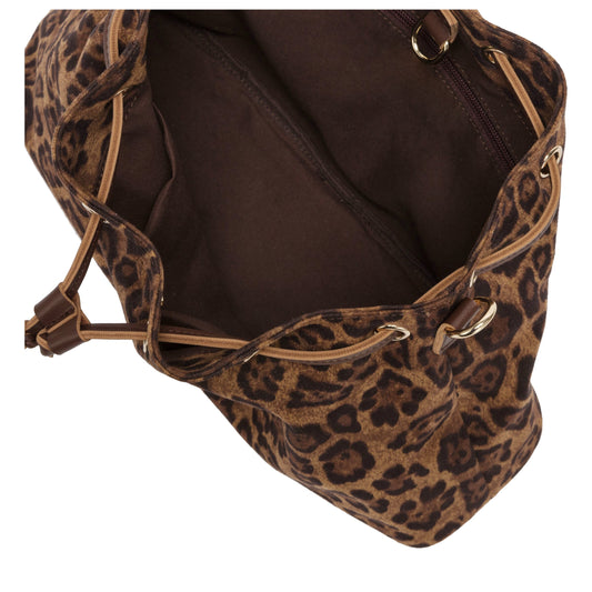 Every Other Suede Effect Draw Cross Body Bag Leopard