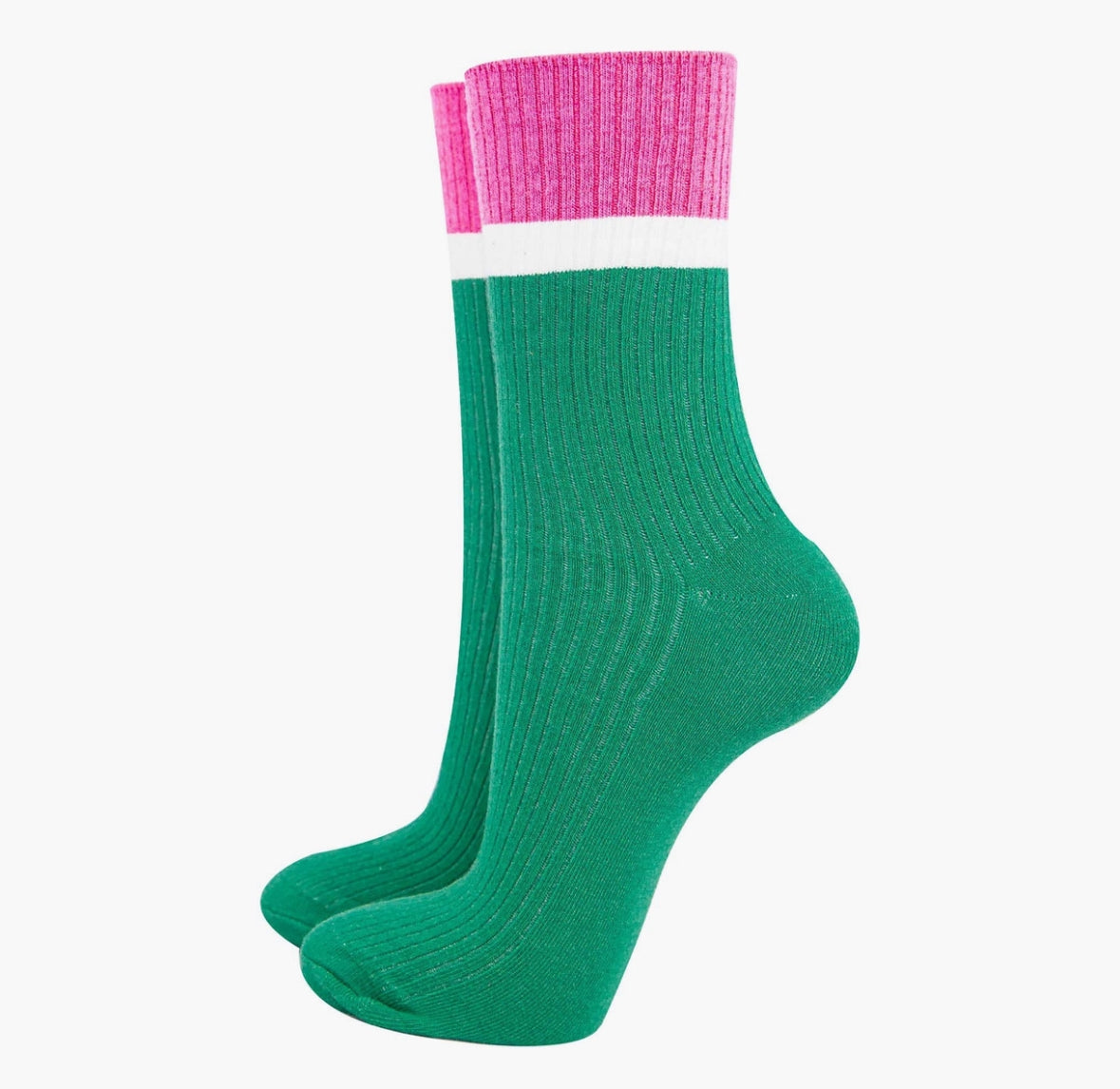 Green/ Pink Cuff Sock