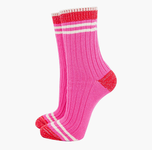 Pink Cuff Cotton Socks