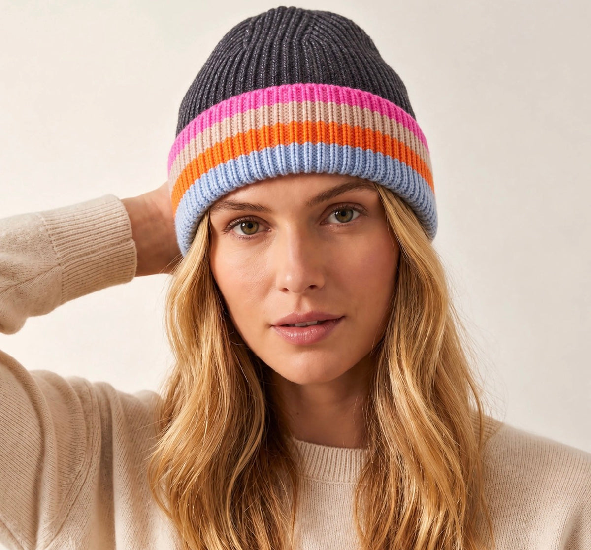 Delta Grey/ Rainbow Beanie - Rogue Boutique UK