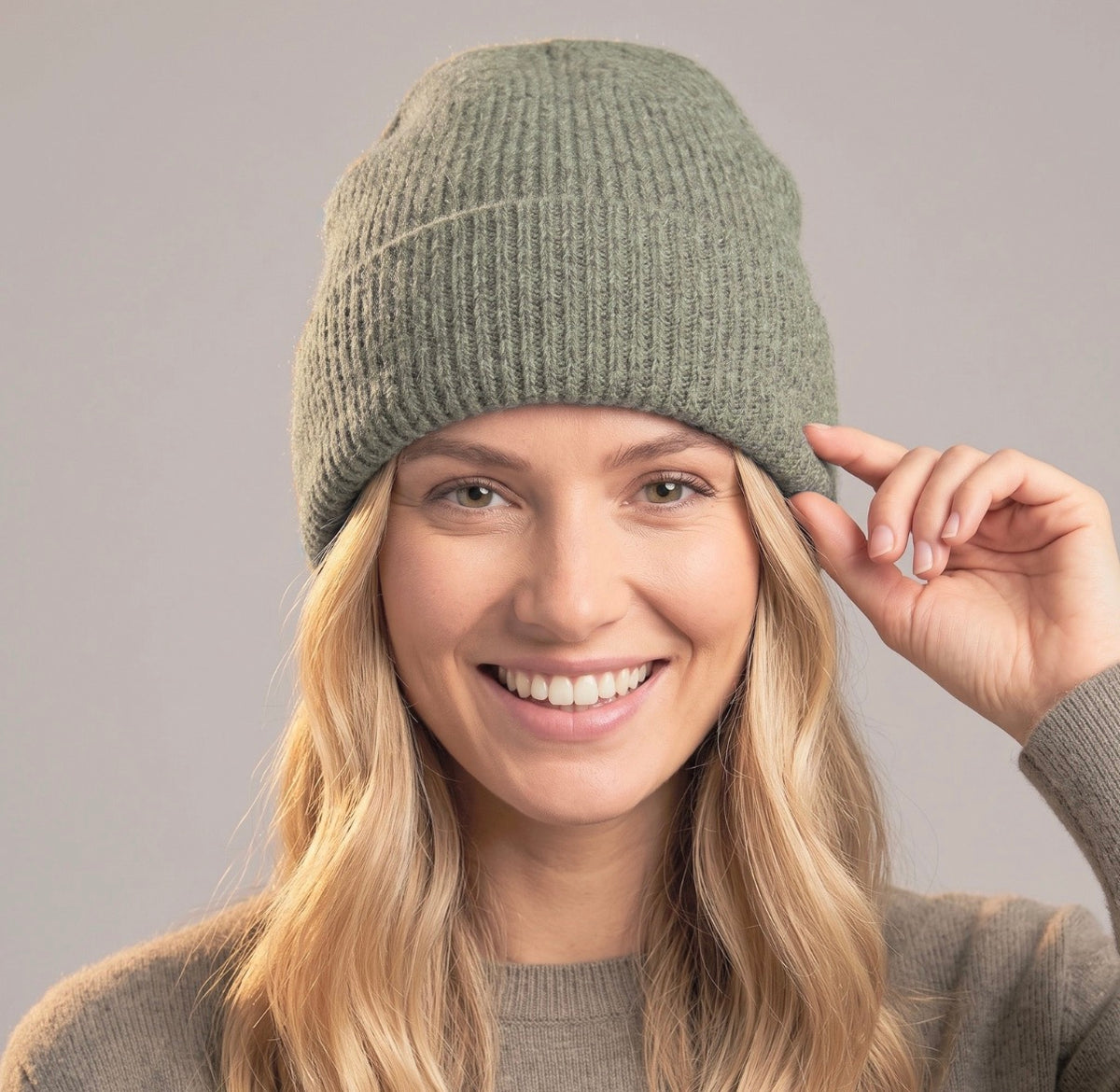 Noelle Khaki Beanie - Rogue Boutique UK
