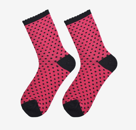 Pink Black Polka Dot Socks