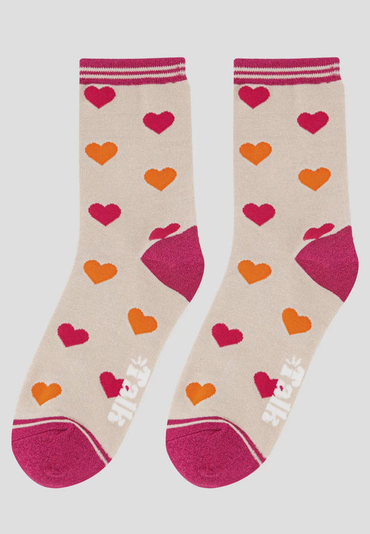 Two Tone Hearts Bamboo socks