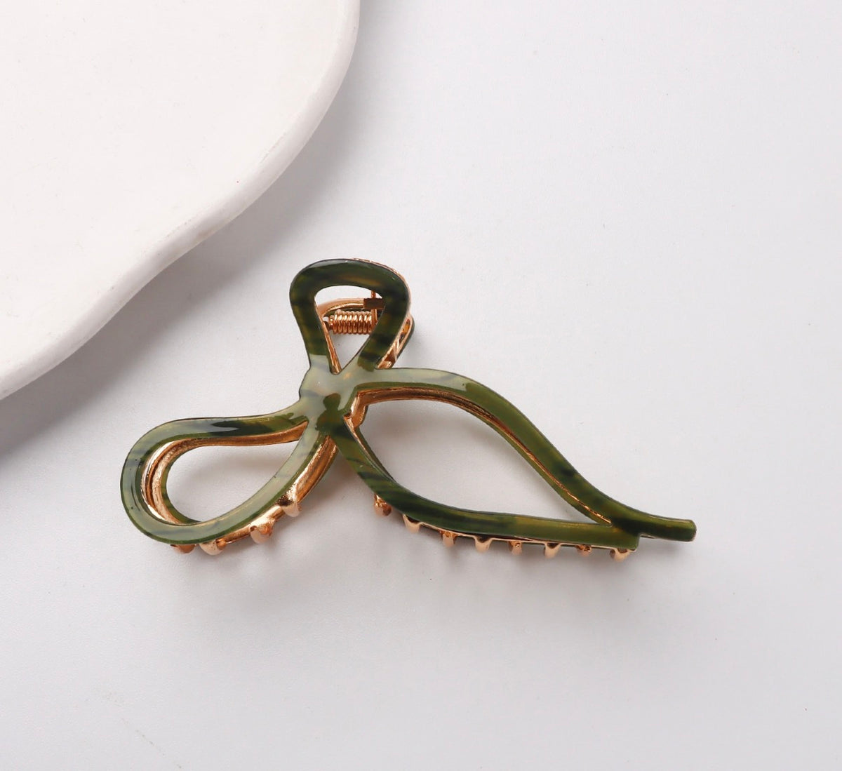 Ribbon Hair Claw Green