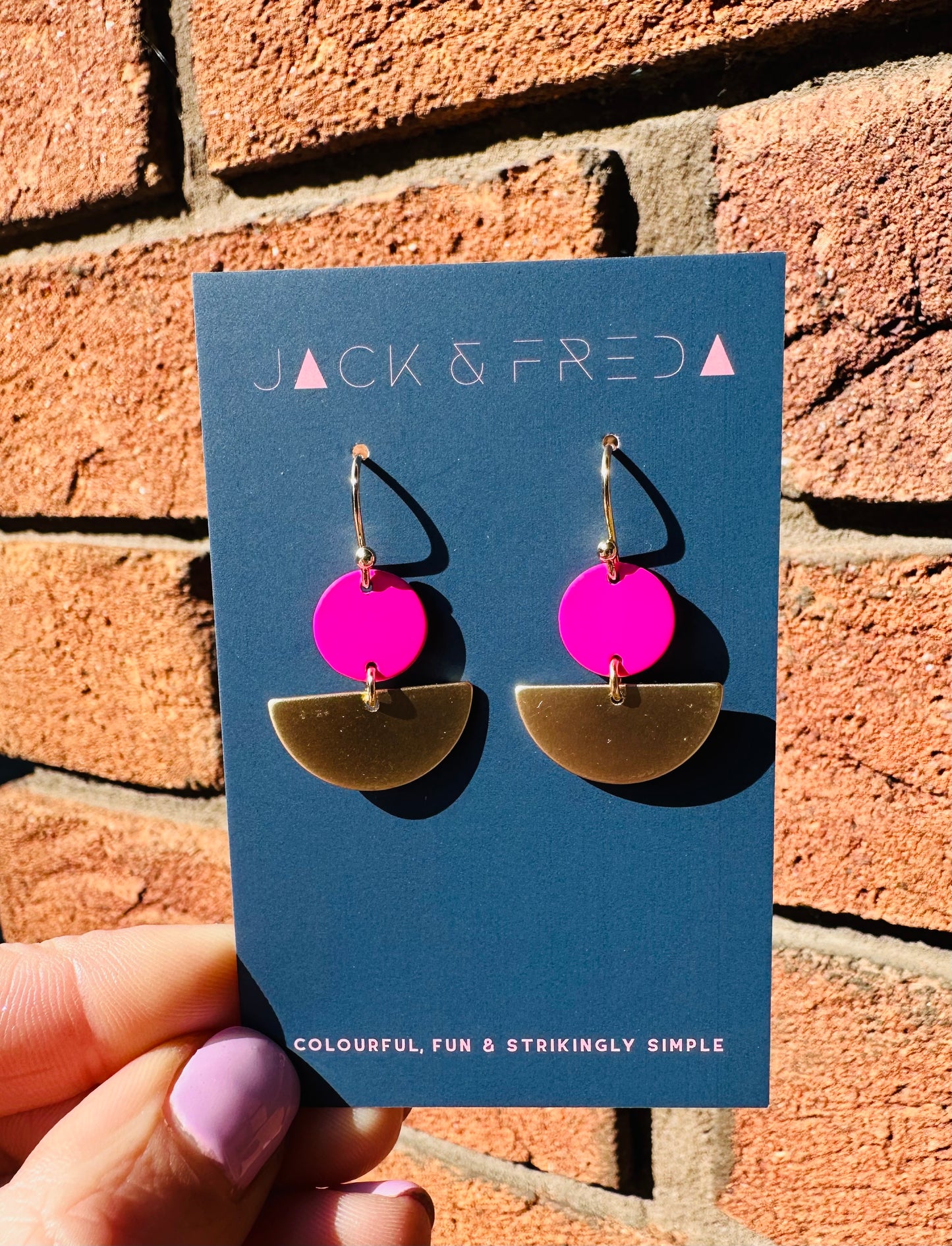 Lola Semi Circle Earring Pink - Rogue Boutique UK