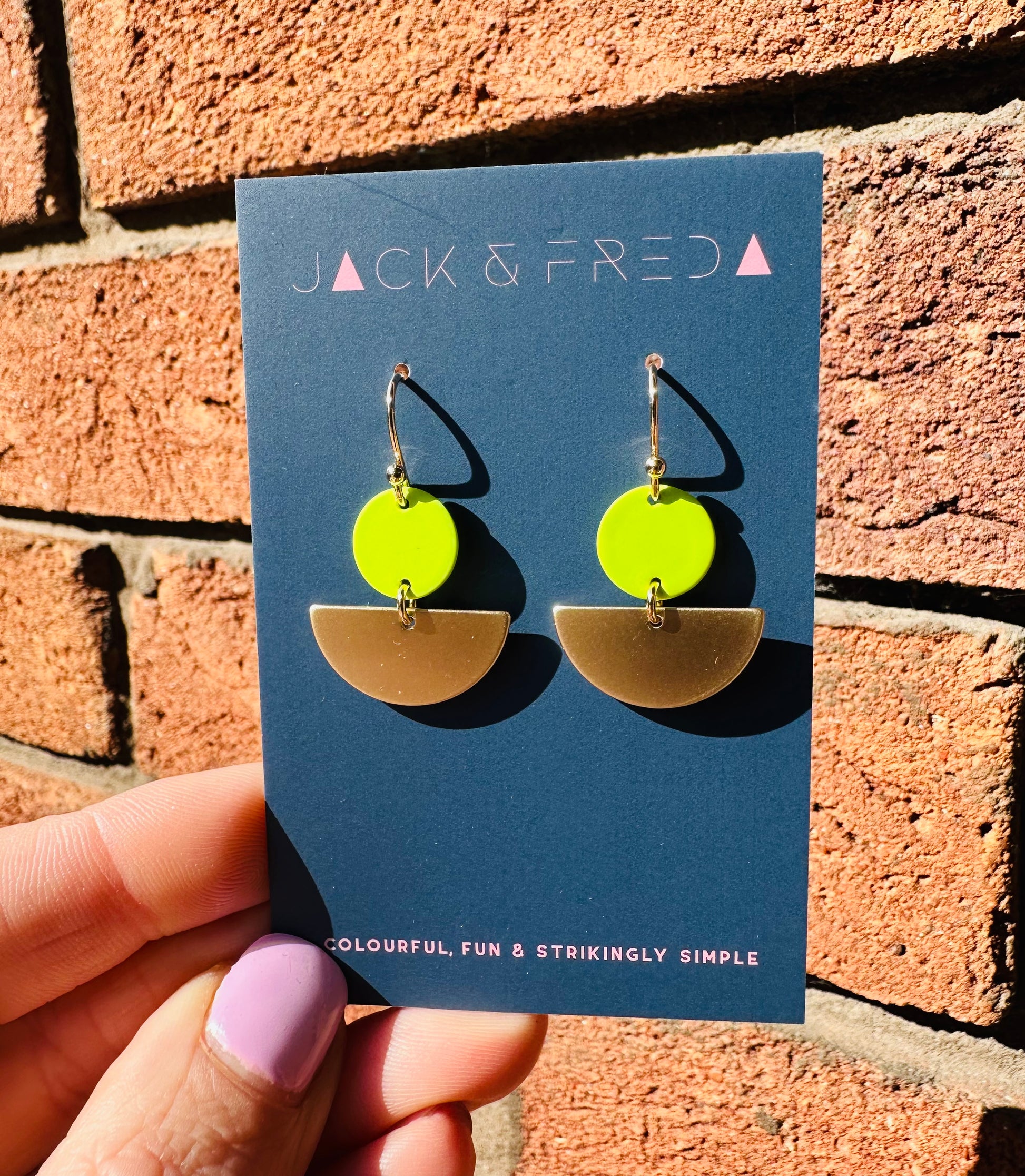 Lola Semi Circle Earrings Lime - Rogue Boutique UK