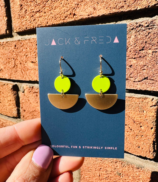 Lola Semi Circle Earrings Lime - Rogue Boutique UK