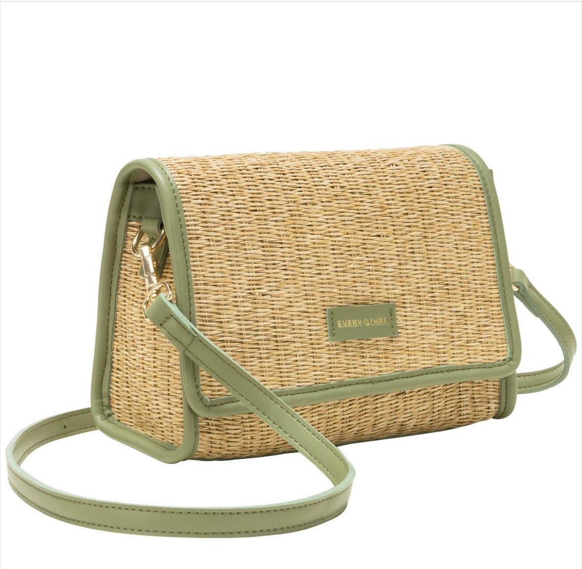 Every Other Straw Flap Over Bag Olive - Rogue Boutique UK