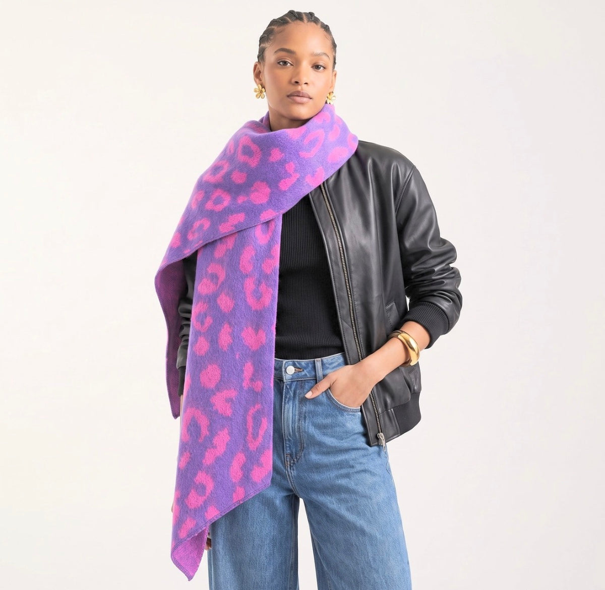 Nico Lilac Leopard Scarf - Rogue Boutique UK