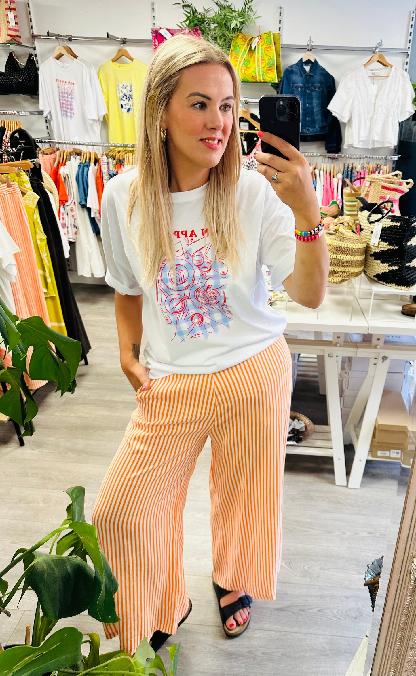 Ziggy Pants Orange/ White
