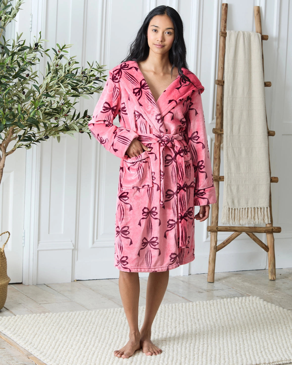 Fleece Bow Dressing Gown
