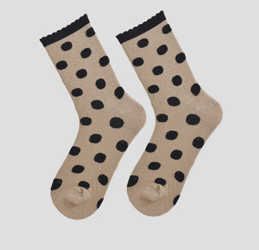 Gold/ Black Polka Dot Socks
